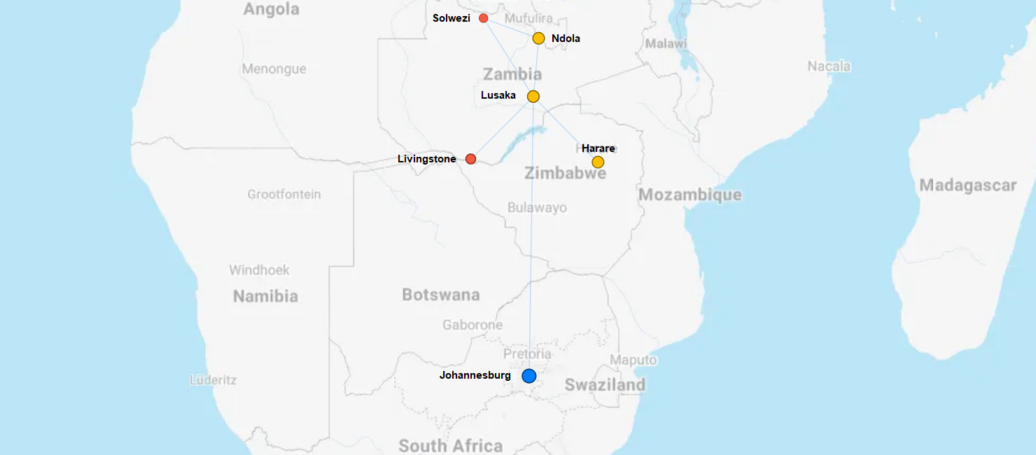 Zambia Airways Route Network